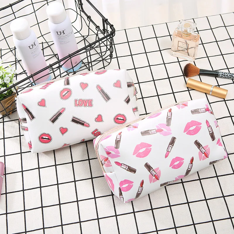 PURDORED 1 قطعة النساء أحمر الشفاه التجميل حقيبة 3D الطباعة حقيبة مستحضرات تجميل السفر toilettas المنظم neceser حقيبة أقلام رصاص دروبشيبينغ