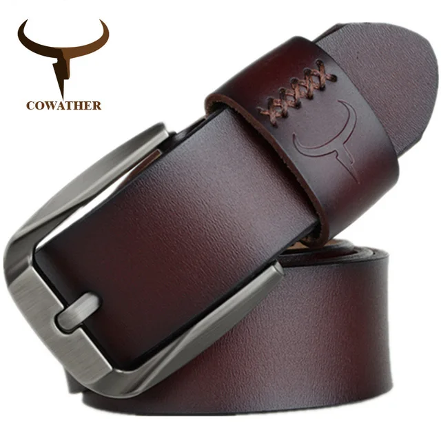 

Genuine Real Leather Business Casual Pin Buckle Buckle Belt for Men Male Cowhide Luxury Fashion Waist Belt 150MM Brand Design
