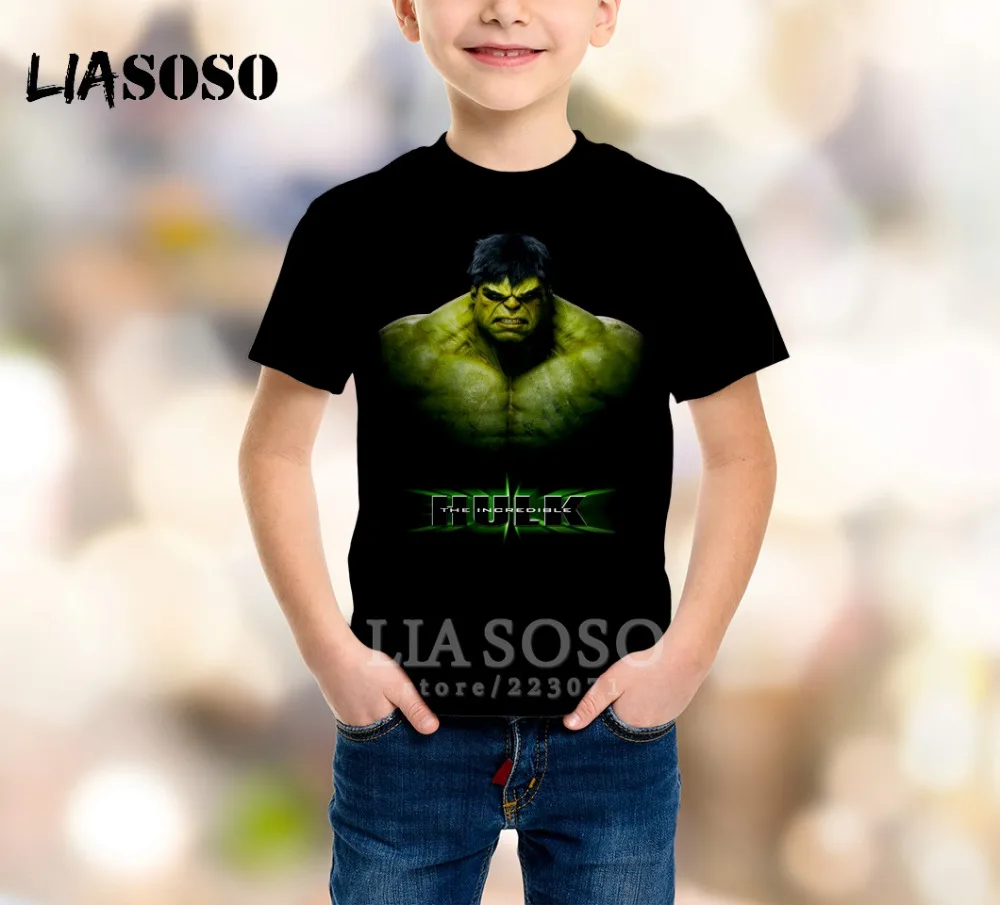 LIASOSO/Новая модная летняя детская толстовка футболка с 3D принтом из фильма Халк детский пуловер с короткими рукавами в стиле хип-хоп для мальчиков и девочек A216-04