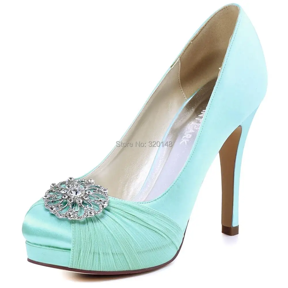 HC1609P Woman Mint High Heel Bridal Wedding Shoes Closed