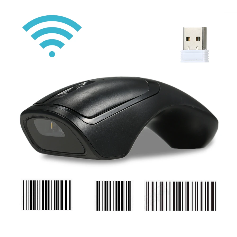 2.4 GHz المحمولة USB اللاسلكية مؤشر الماوس الباركود ماسحة 1D 2D رمز قارئ الساخن
