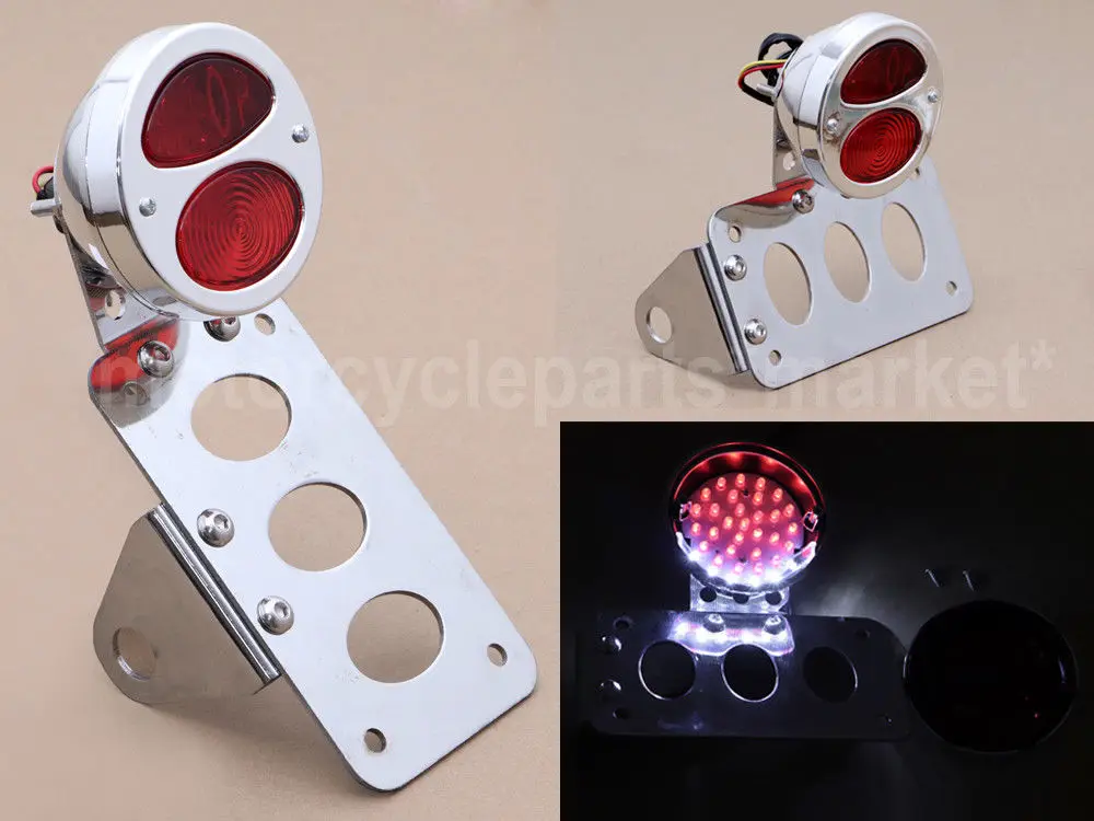 

Universal Motorcycle LED Tail Light Holder License Plate Bracket Support Side Mount For Harley Dyna Sportster Chrome
