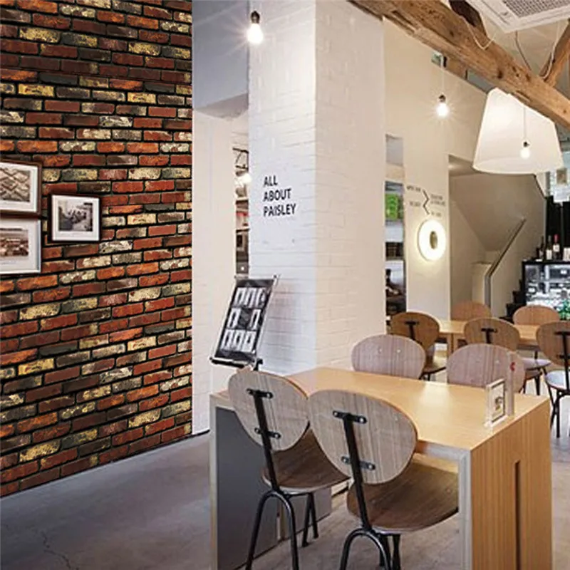 

2018 Curtain 3D Wall Paper Brick Stone Rustic Effect Self-adhesive Wall Sticker Home Decor Curtains Tropical