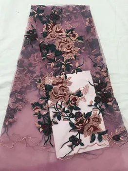 

Wholesales wedding lace fabric 2018 latest African French net lace multicolor 3d flowers embroidered lace fabric for Dress lace