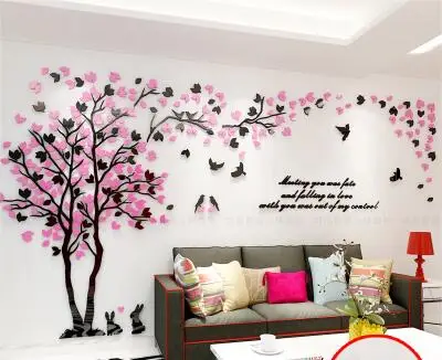 Креативная цветная 3d Наклейка на стену с изображением кролика, гостиной, дивана, телевизора, фоновая настенная теплая декоративная акриловая Наклейка на стену - Цвет: left