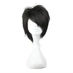 Mcoser 30 см короткие прямые Синтетический черный Косплэй парик 100% Высокая Температура Волокно волос wig-216g