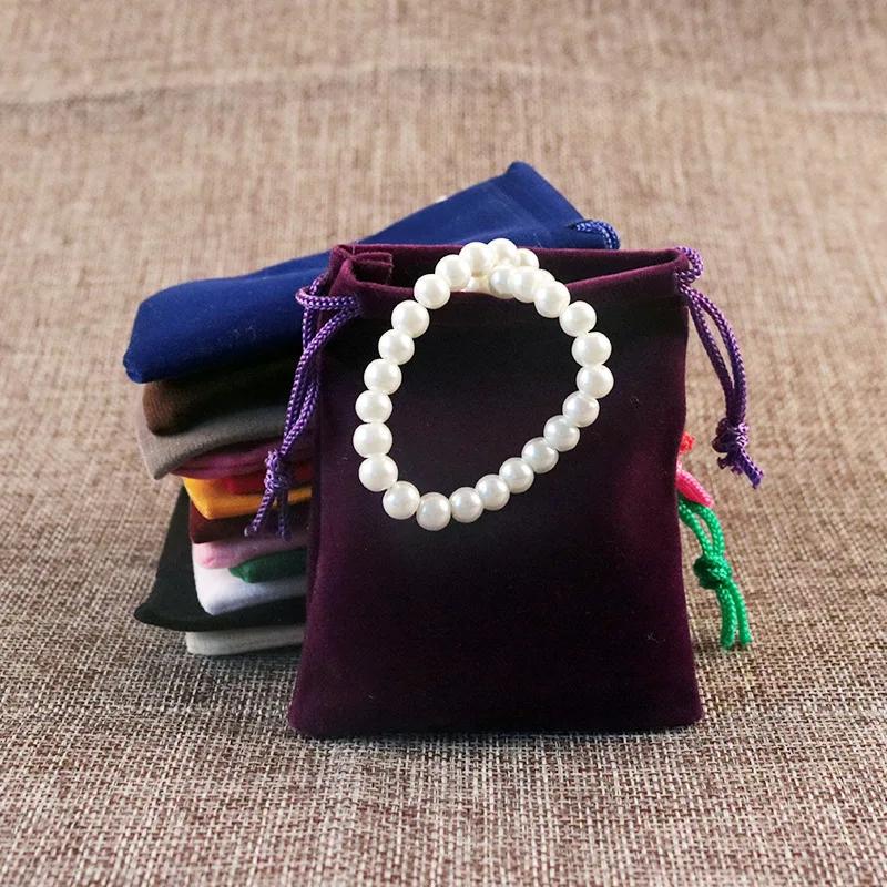 100pcs/Lot 15x20cm Purple/Gray/Black/Red/Brown/ Velvet Gift Bags For Jewelry Packaging 2018 New Drawstring | Украшения и