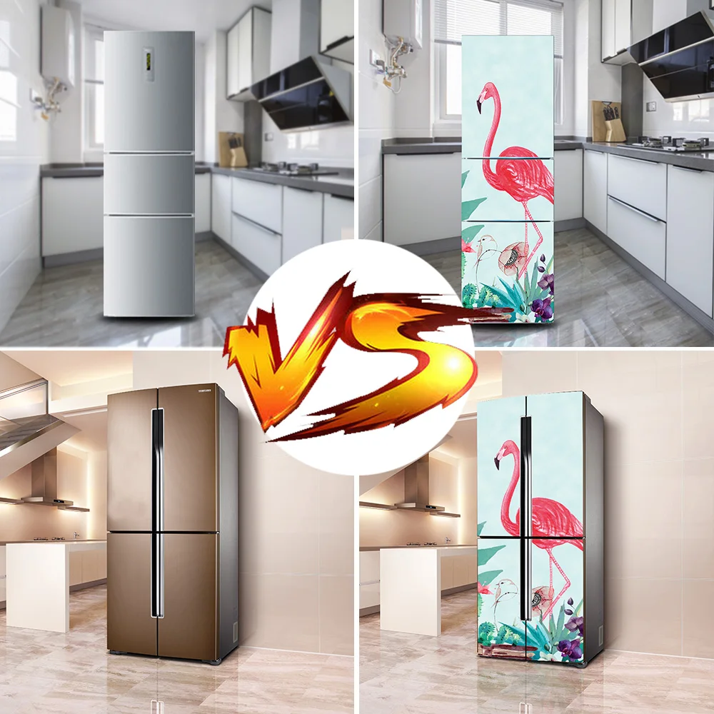 3D модные Фламинго самоклеющиеся виниловые наклейки на холодильник DIY художественная Кухня Холодильник Дверь обои-покрытие