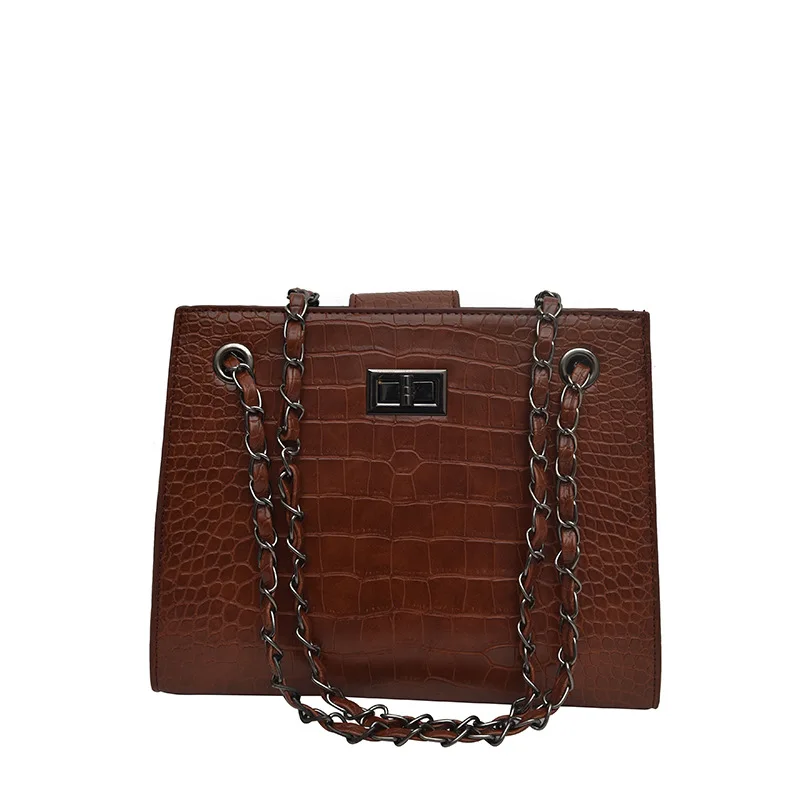 dark brown SGARR женская сумка через плечо из искусственной кожи на цепочке, модные женские сумки, сумка на плечо, Новая высококачественная крокодиловая женская сумка-мессенджер - Цвет: dark brown