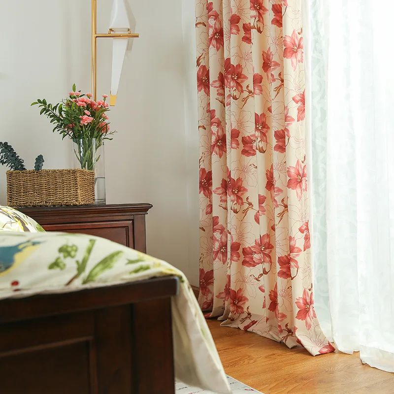 

Pink Lily Modern Curtain for Living Room Simple Cotton Hemp Curtain Cloth Print Curtains for Bedroom Curtain Girl Fabric New