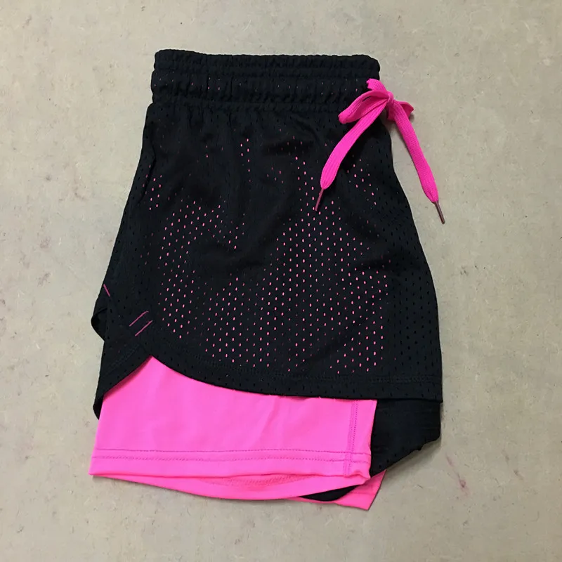 10 цветов, двухслойные женские шорты для йоги, летние пляжные обтягивающие короткие быстросохнущие шорты для бега, фитнеса, бега, P088