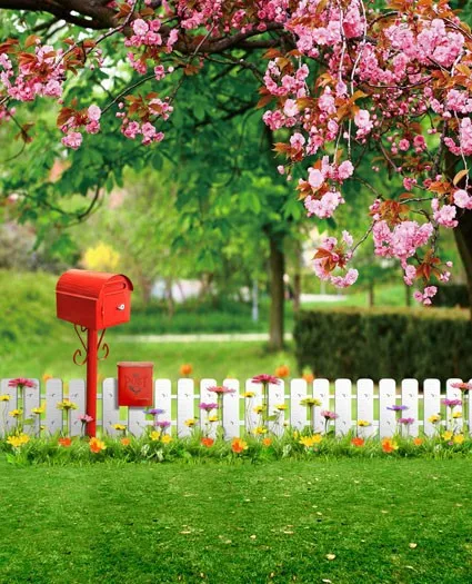 5X7ft Garden Blossoms House Photography Backgrounds Muslin