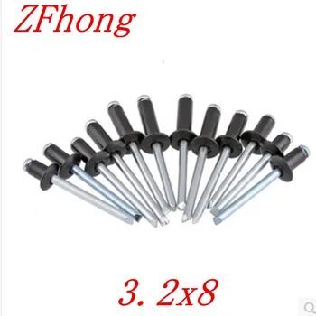 

30pcs 3.2*8 3.2mm black aluminum pop rivet Dome Head Open End