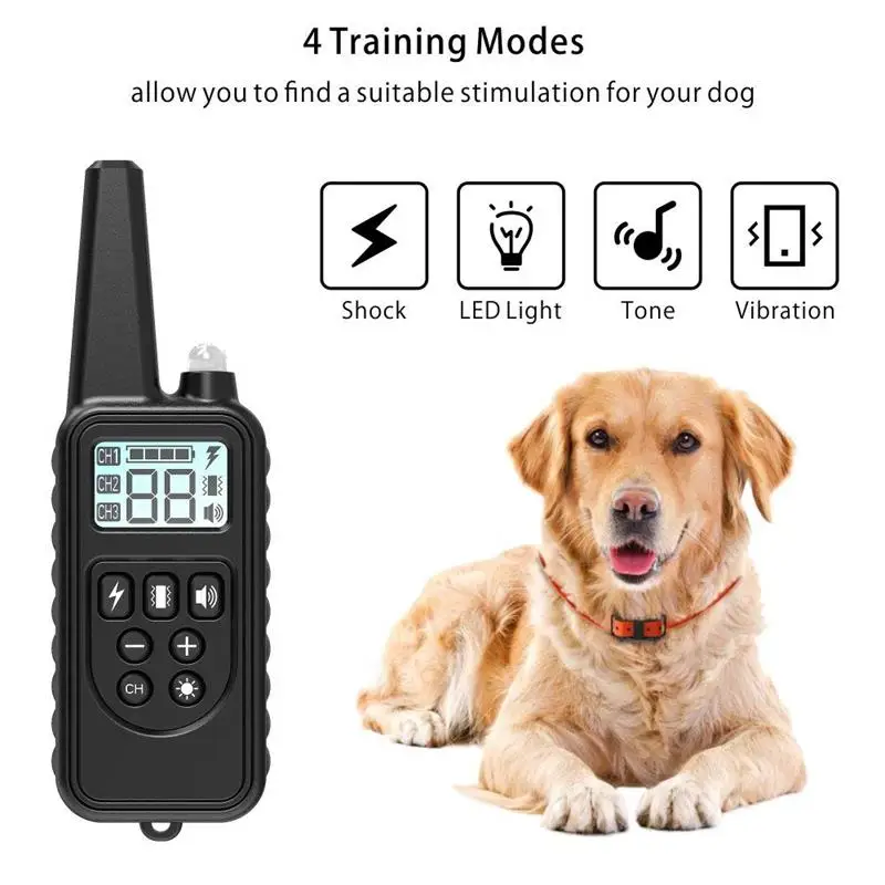 Rechargeable Waterproof Electronic Dog Training Collar Stop Barking LCD Display 800m Remote Electronic Shock Training Collars