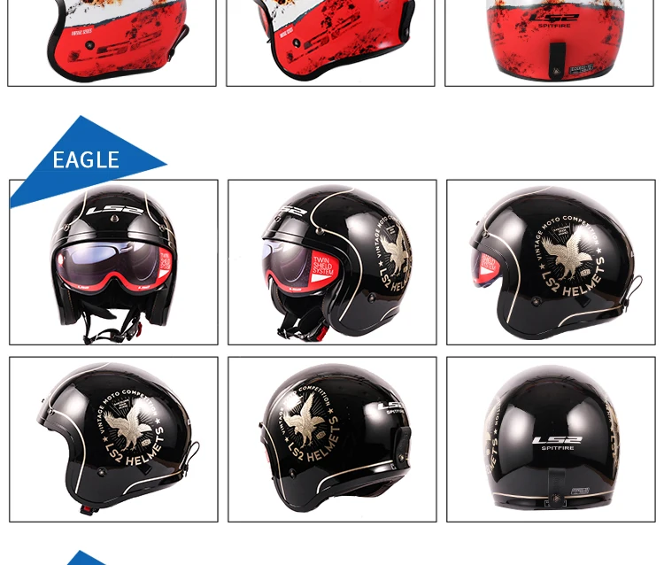 LS2 OF599 motoRcycle 3/4 Vintage Helmets