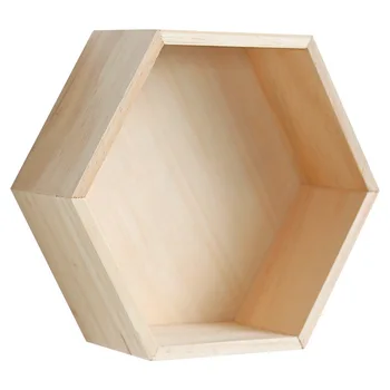 

Wooden Hexagon Storage Rack Ornaments Sundries Finishing Storage Shelf Wall Hanging Shelves Flower Pot Holder Home Decor Gifts
