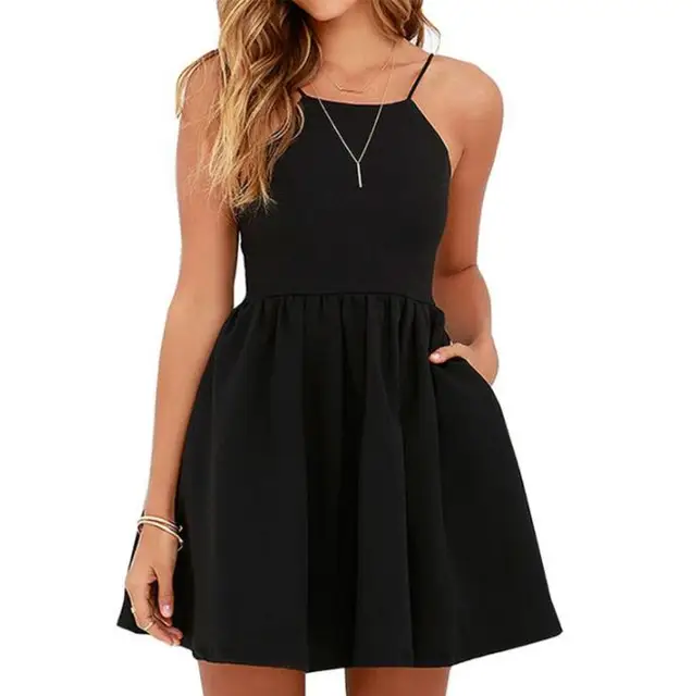 black mini skater dress
