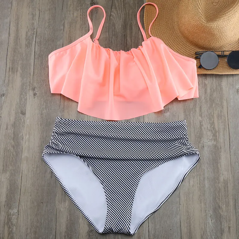 Ruffle top plus size swimsuit models