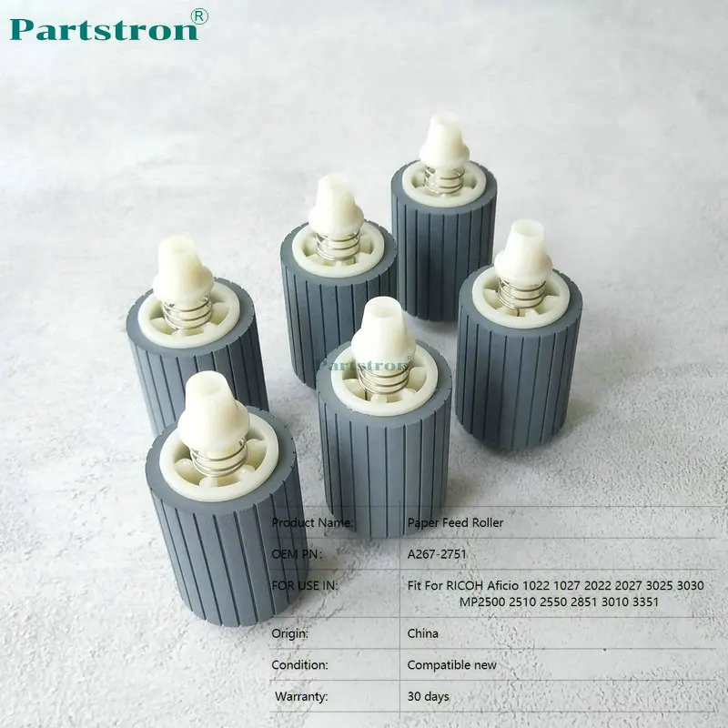 Rolo de Alimentação de Papel para Uso em Ricoh 2027 3025 3030 Mp2500 2510 2550 2851 3010 3351 6 Pcs 1022 1027 2022 10 Cheap Peças e Acessórios
