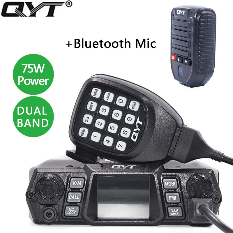 QYT KT-980Plus 75 Вт Супер мощность двухдиапазонный УКВ/УВЧ 136-174 и 400-480 МГц Новое поступление обновленная версия база Автомобильная радиоантенна Любительская - Цвет: Add BT-89 Mic