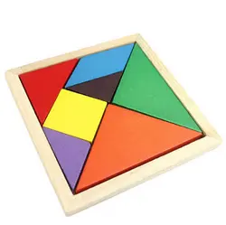 Houten Tangram 7 stuk Puzzel Kleurrijke IQ Spel Логические умное образование для детей