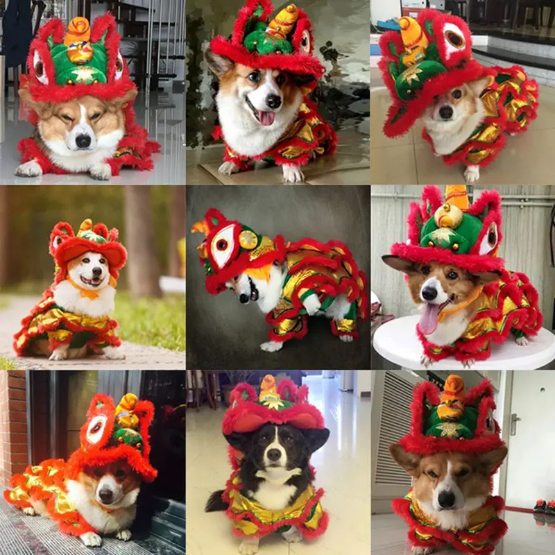 Забавная Одежда для собак, китайский костюм для домашних животных, костюм для танцев с драконом, костюм для косплея