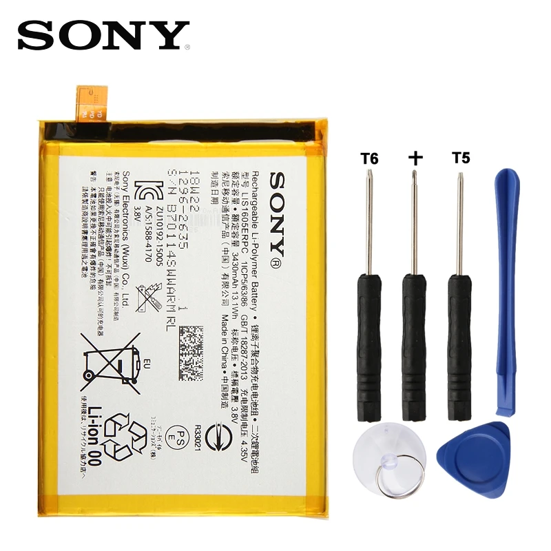 Original SONY Battery For SONY Xperia Z5 Premium Z5P Dual E6853 E6883 LIS1605ERPC 3430mAh Authentic font