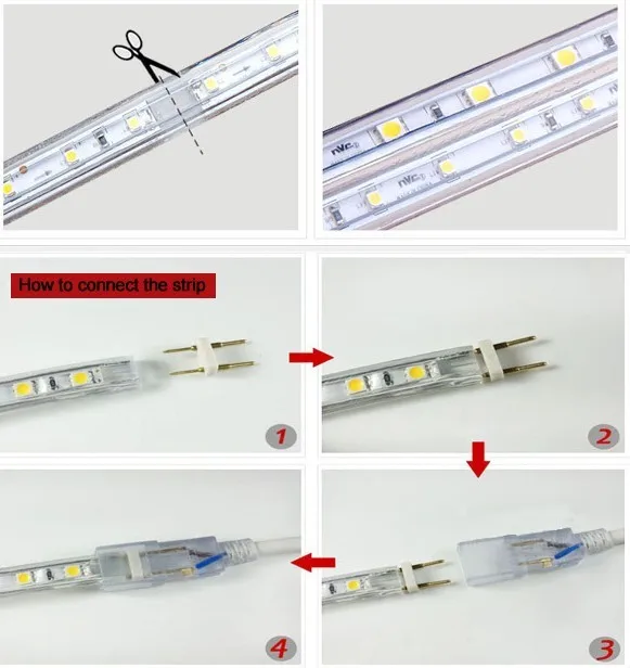 Водонепроницаемый) Светодиодная лента с usb-питанием 220 V SMD 5050 гибкий свет Тира Светодиодная лента свет+ EU Мощность штепсельной вилки, 60 светодиодов/m светодиодные IP67 теплый белый