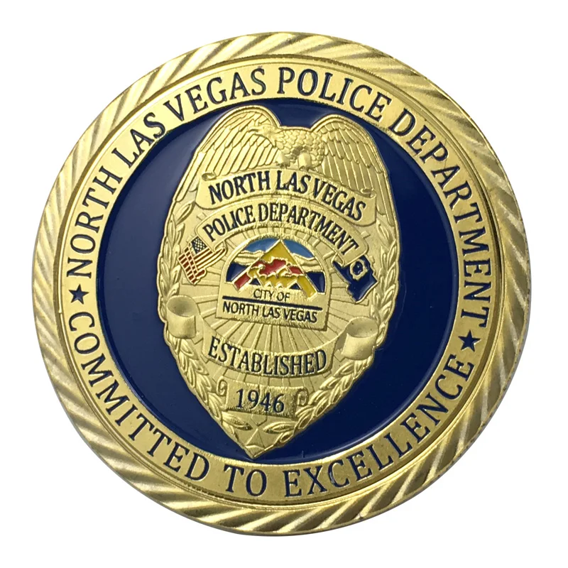 

Collection~US Military North Las Vegas Police Gold Plated Challenge Coin/Badge/Medal 1368#
