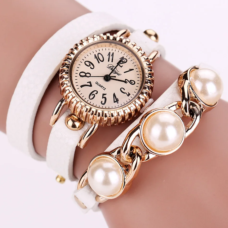 Duoya Женская мода Повседневный Браслет En Cuir Montre-Bracelet Femmes Robe relogio feminino жемчужные часы horloges женские часы B30