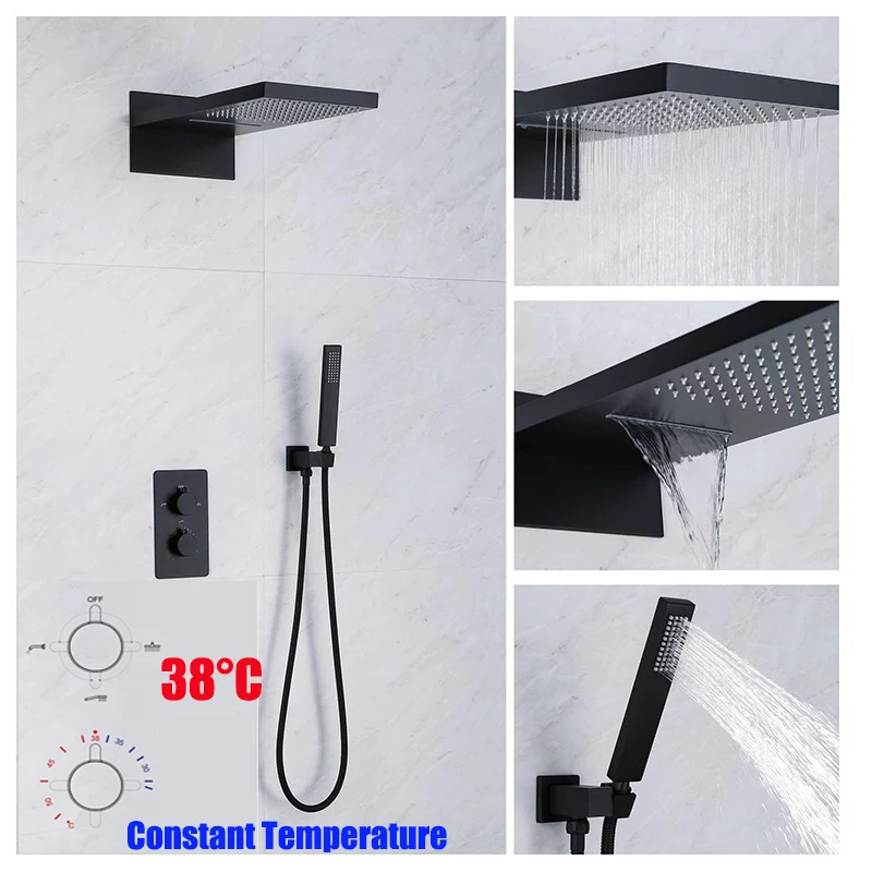 38°constant درجة الحرارة المدمجة الظلام تحميل جدار حمام جميع النحاس صنبور البكم الأسود الساخنة والباردة دش غرفة دش صنبور مجموعة 38°constant درجة الحرارة المدمجة الظلام تحميل جدار حمام جميع النحاس صنبور البكم الأسود الساخنة والباردة دش غرفة دش صنبور مجموعة