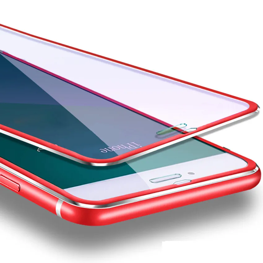 

Hot Sell RED Edge 9H HD Curved Metal Edge Temper Glass Film Screen Protector For iPhone 7 & 7Plus