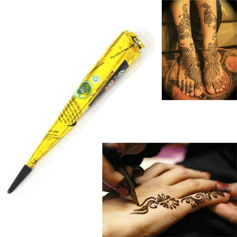 1 шт. Pro черный Цвет индийская хна паста конус Красота Для женщин палец крем для тела Краски DIY временный рисунок для тату трафарет D1