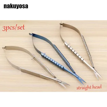 

3pcs/set stainless steel/Titanium Straight head Ophthalmic Instruments 12.5 cm micro scissors, Microsurgical Corneal scissors