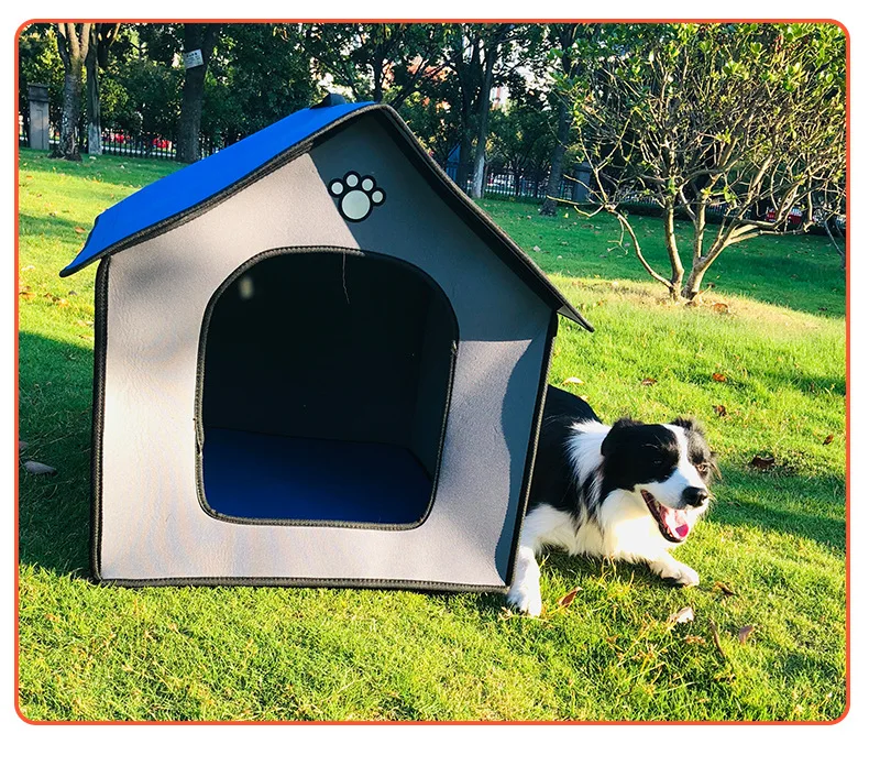 Home Sharp Waterproof Pvc Removable Dog House Folding Portable Cat Bed House Soft Warm Dog Bed
