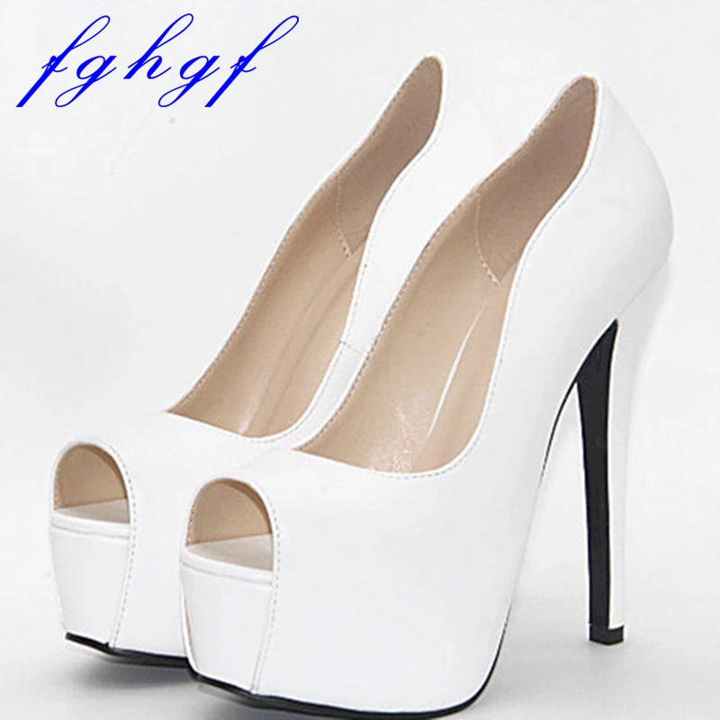 

Fghgf New Women's Pumps shoes, 16cm with high white fish-nosed shoes, are suitable for wedding party clubs