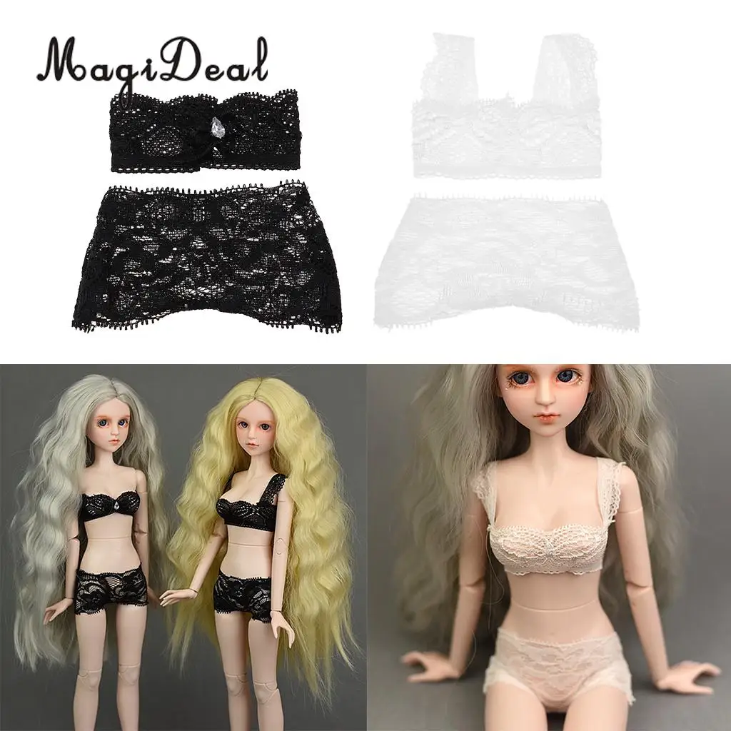 Fashion Black & White Lace Underwear Set for 1/4 BJD Night Lolita Doll Accessories