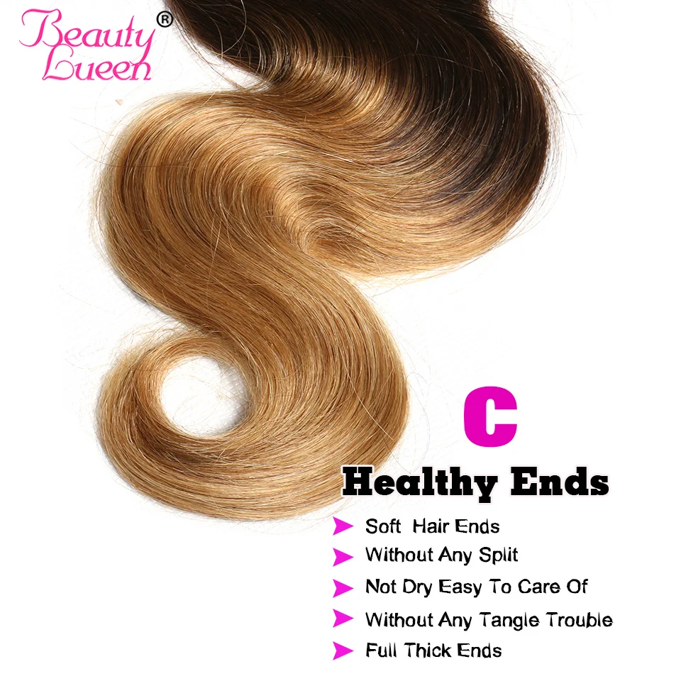 Ombre Human Hair Bundles Ombre Brazilian Hair Weave Bundles Body Wave Bundles Honey Blonde T1B427 Non Remy Hair Extension (4)