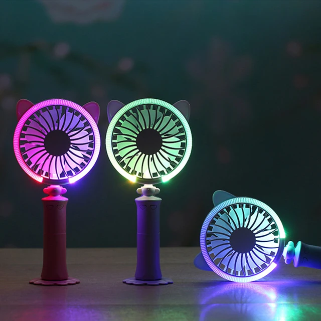 Portable LED Light Fan Mini Handheld Portable Battery Operated