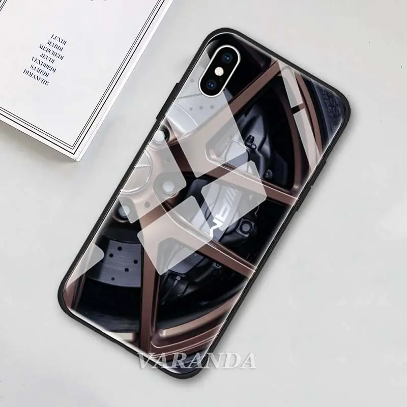 Чехол из закаленного стекла для iPhone 7, 8 Plus, 6, 6s Plus, XS MAX, X, XR, автоспорт, AMG, покрышка, стекло, чехол для телефона