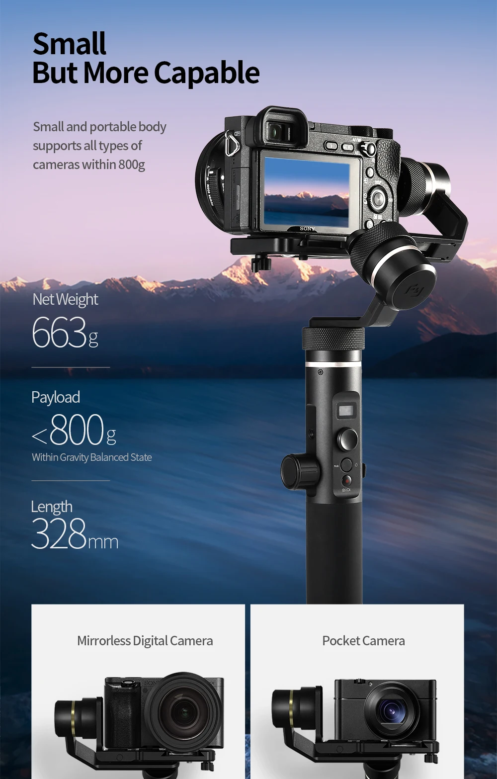 FeiyuTech Feiyu G6 Plus камера Gimbal смартфон стабилизатор для беззеркальной камеры s Gopro Hero 7 6 5 sony RX0 iphone samsung s8