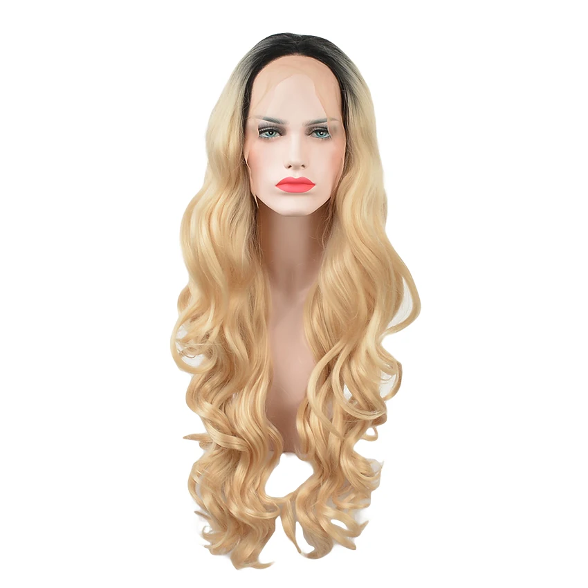 Feibin Синтетические волосы на кружеве парик для Для женщин Синтетический Волнистые Omber Цвет волос высокого Температура волокна волос 28