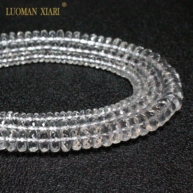 

Wholesale Natural Faceted Clear White Crystal Wheel Shape Stone Beads For Jewelry Making DIY Bracelet Necklace 4*6/5*8/6*9mm
