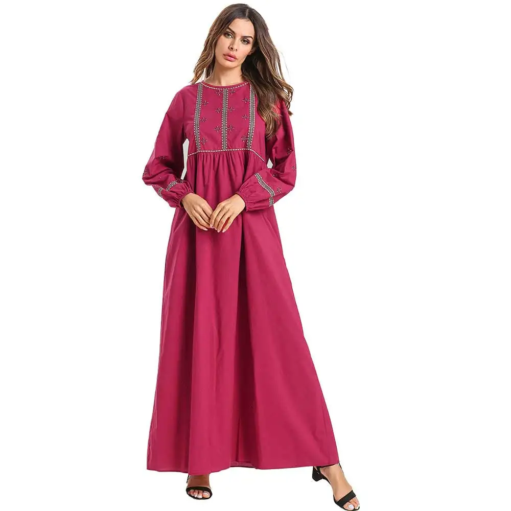 Женское длинное платье с вышивкой, большие размеры, сезон весна-осень, мусульманское, абайя, Свинг, арабский, исламский кафтан, Дубай, халат, более размера d VKDR1501 - Цвет: 7510
