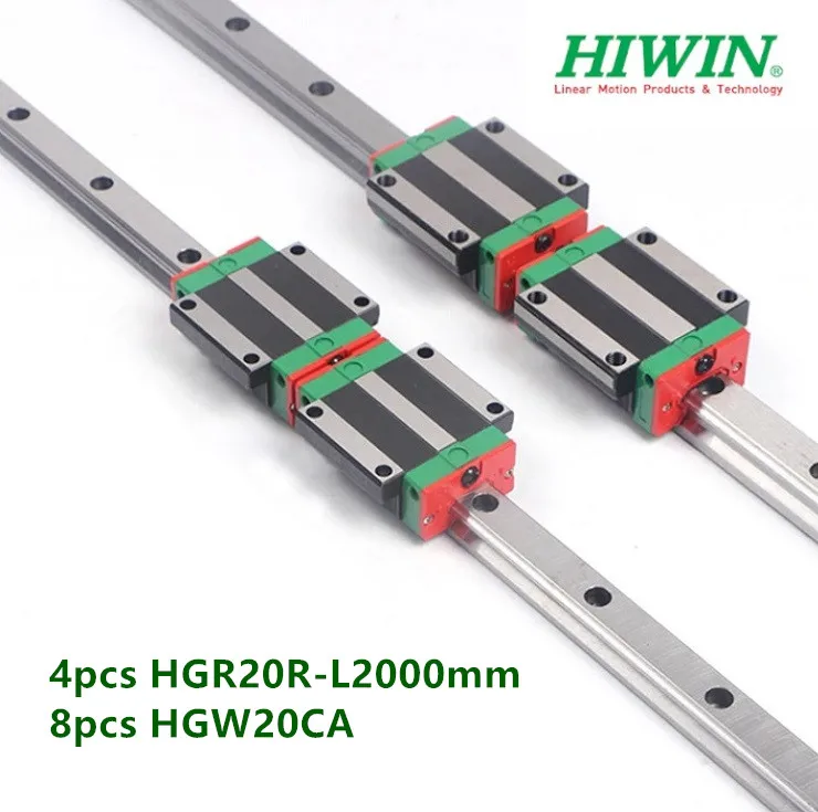 4 шт. оригинальная линейная направляющая HIWIN HGR20 2000 мм + 8 HGW20CA фланцевые подшипники