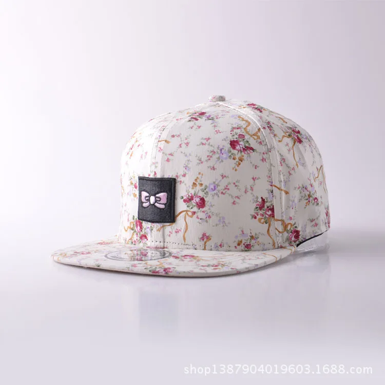 

New Product Bow Cloth making Cotton Embroidery Hats Woman Korean Summer Tide Baseball Hat Small Shivering Hip Hop Hat