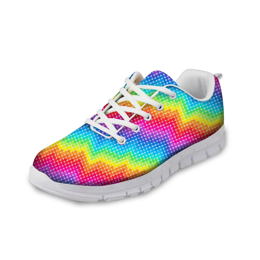 

ThiKin 3D Colorful Pattern Women Casual Sneaker Trendy Customized Breathable Light Flat Shoes Summer Mesh Shoes for Female