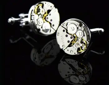 

5pairs/lot Watch Movement Cufflinks Immovable Steampunk Gear Watch Mechanism Cuff Links For Mens Relojes Gemelos Men's Jewelry