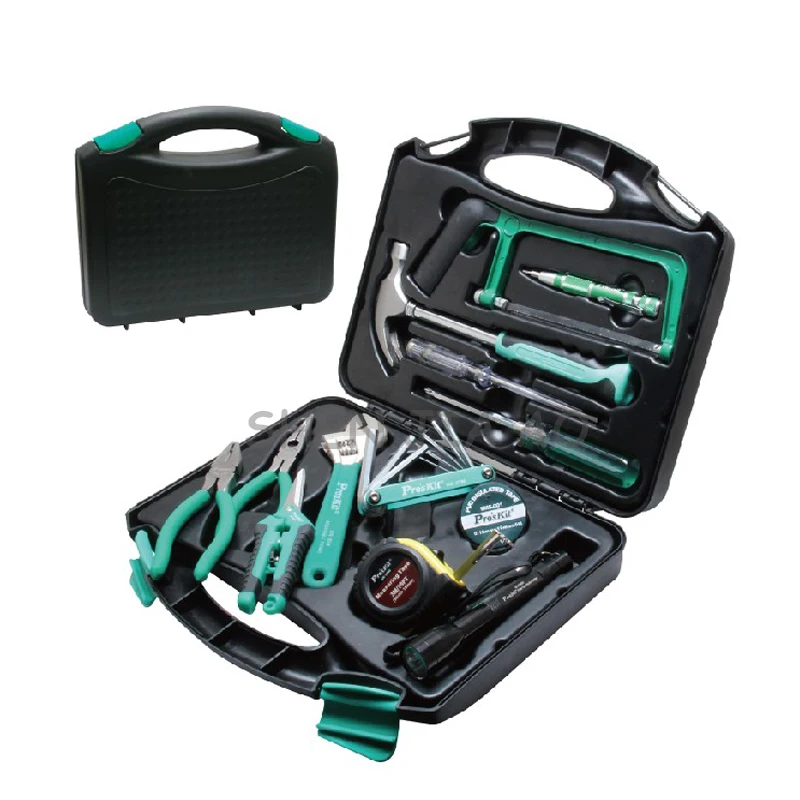 28pcs/set  household repair assemblage suit tools portable hardware repair kit steel saw hammer wrench tape set