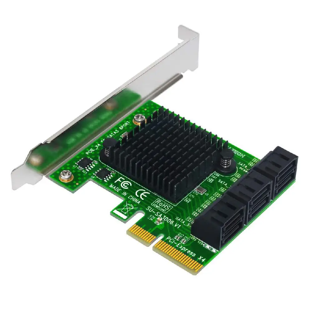 Карта расширения Райзер PCIE на SATA адаптер PCI Express SATA3.0 6 портов III для SSD HDD|Платы